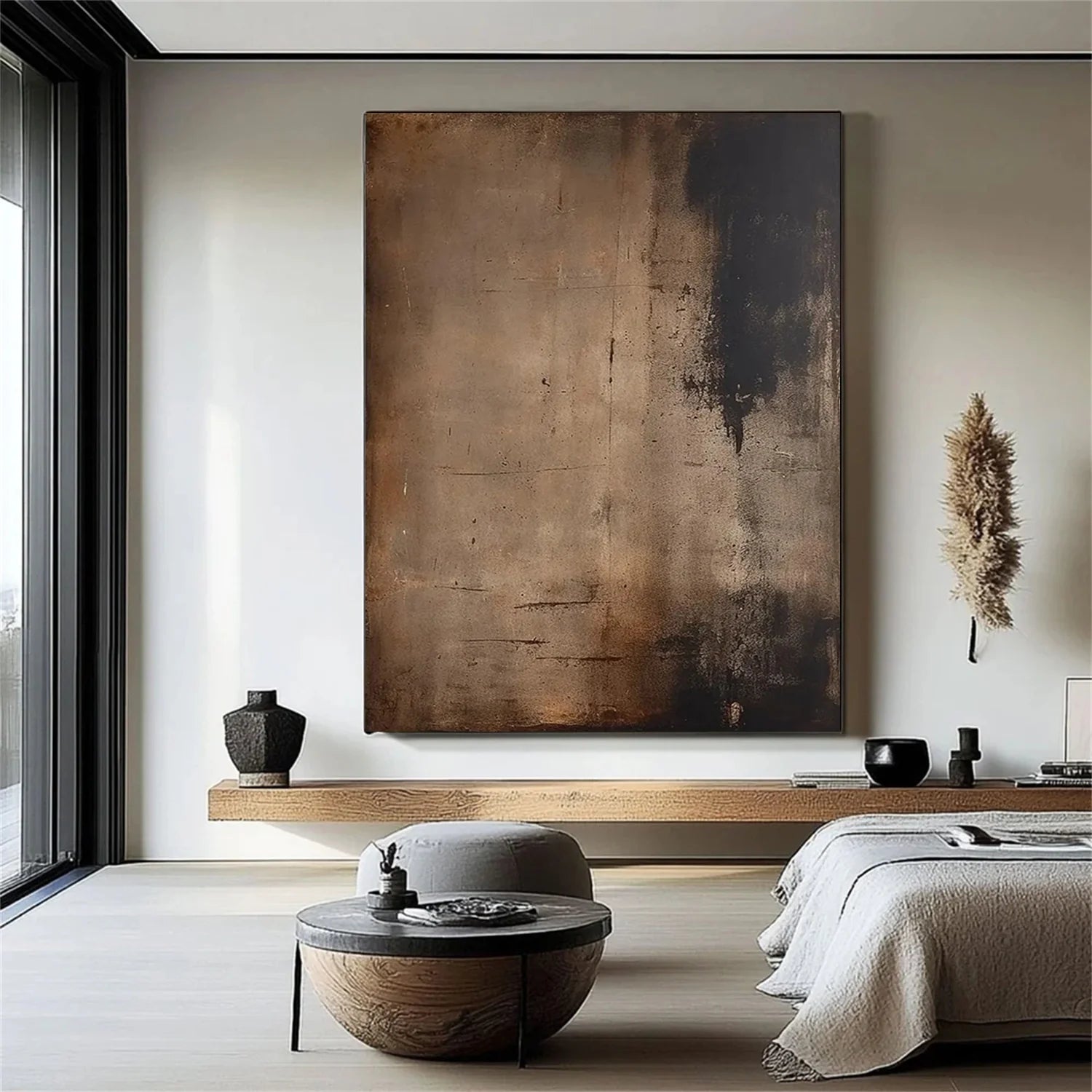 Wabi - Sabi Brown Abstract Oil Painting SR0084 - Viral Wall Art